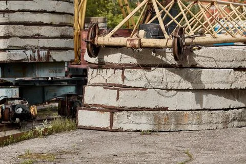 Elements of a construction rail tower crane Stock Photos