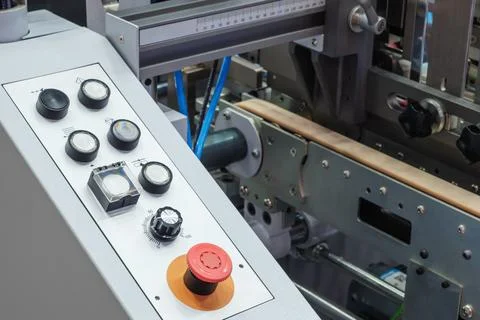 Elements of corton boxes collected in stack. Conveyor line for production of  Stock Photos