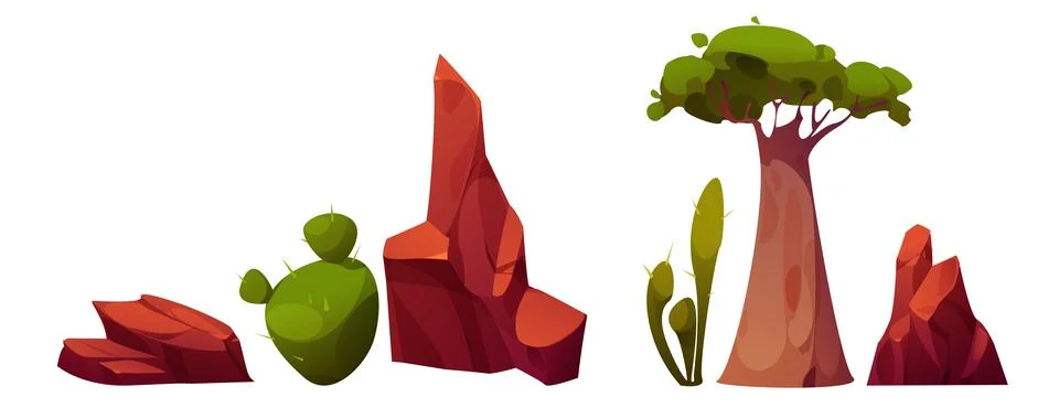 Elements for creating desert landscape 스톡 일러스트