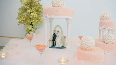 Elements of Decor Wedding Cake Stock Footage 59693765