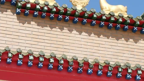 Elements of the decoration of a Buddhist temple in Mongolia. Stock Footage 136199156