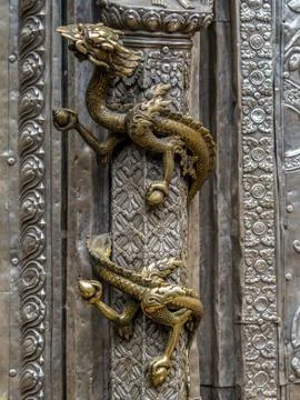 Elements of decoration of buddhist temple Stock Photos