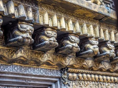 Elements of decoration of buddhist temple Stock Photos