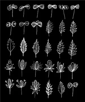 Elements for decoration set on a black background Stock Illustration