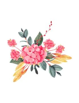 Elements for design on a spring theme, in the style of watercolor. Stock Illustration