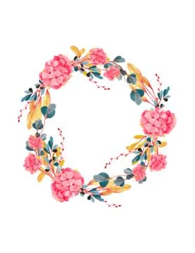 Elements for design on a spring theme, in the style of watercolor. Stock Illustration