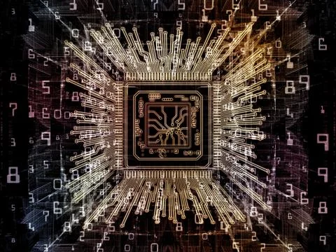 Elements of Digital Processor Stock Illustration