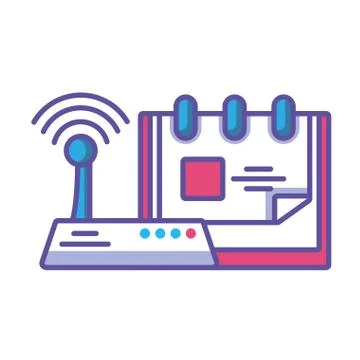 Elements of the digital world on white background 库存插图