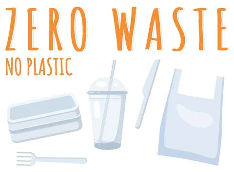 Elements for eco zero waste life. Go green. No plastic. Items collection on Illustrazione stock