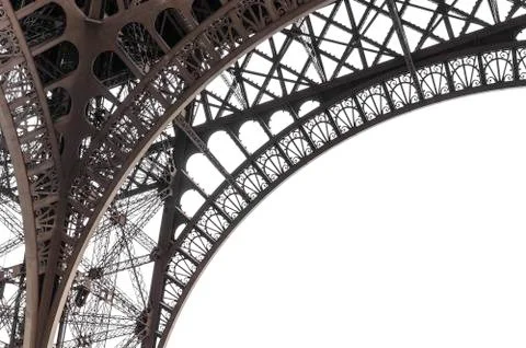 Elements of the Eiffel tower on a white background. 库存照片