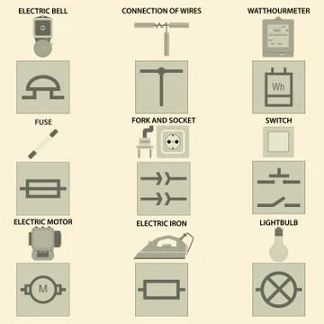 Elements of electric chain Stock Illustration