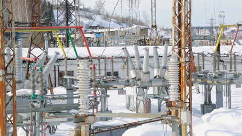 Elements of electric power station in closeup Video stock 88371892