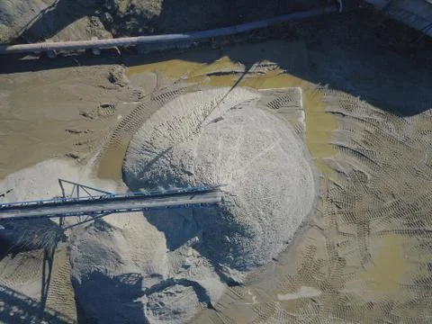 Elements of equipment for the extraction and sorting of rubble. Production of Stock Photos