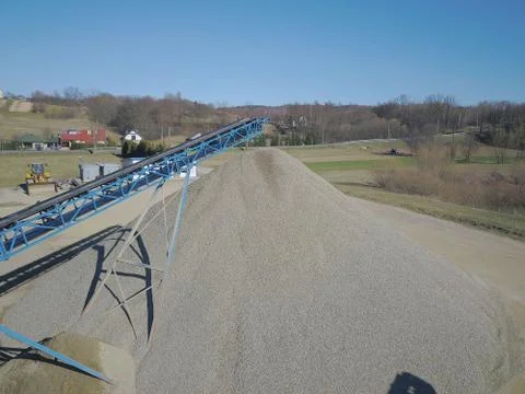 Elements of equipment for the extraction and sorting of rubble. Production of Stock Photos