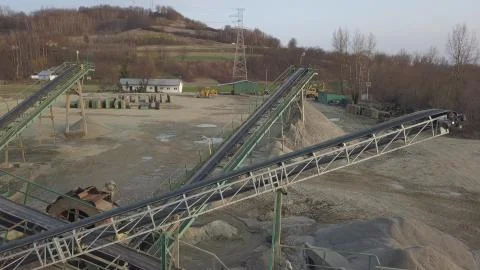 Elements of equipment for the extraction and sorting of rubble. Production of Stock Photos
