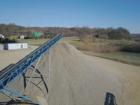 Elements of equipment for the extraction and sorting of rubble. Production of Stock Photos