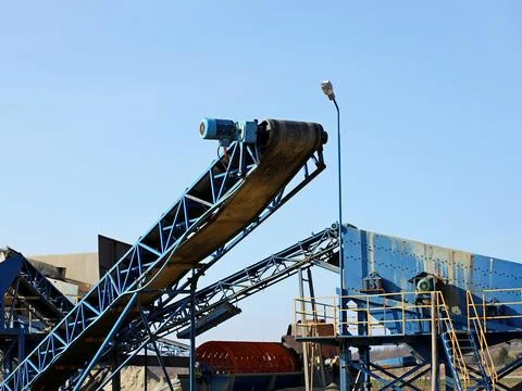 Elements of equipment for the extraction and sorting of rubble. Production .. Stock Photos