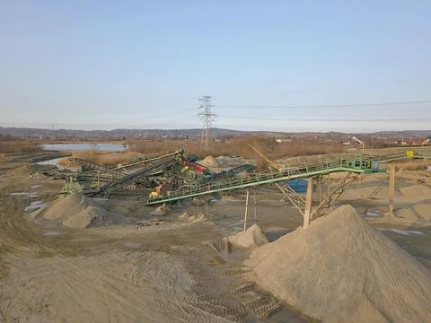 Elements of equipment for the extraction and sorting of rubble. Production .. Stock Photos