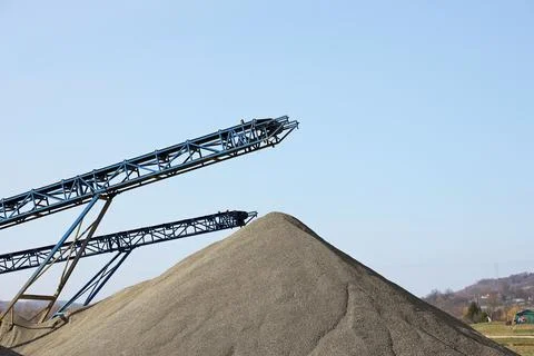 Elements of equipment for the extraction and sorting of rubble. Production .. Stock Photos