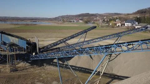 Elements of equipment for the extraction and sorting of rubble. Production .. Stock Photos