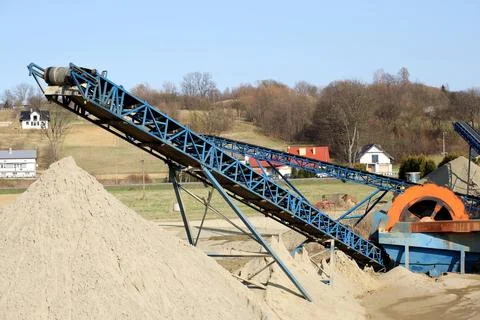 Elements of equipment for the extraction and sorting of rubble. Production .. Stock Photos