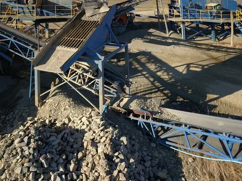 Elements of equipment for the extraction and sorting of rubble. Production .. Stock Photos