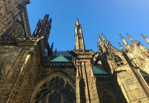 Elements of the facade of Prague Castle. Czech Republic, Prague Stock Photos