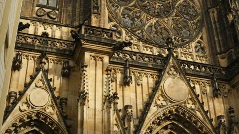 Elements Of The Facade Of Prague Castle Stock Footage 329386211