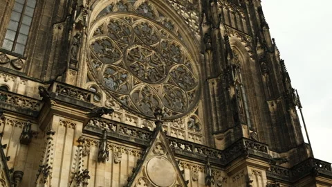 Elements Of The Facade Of Prague Castle Stock Footage 339018556