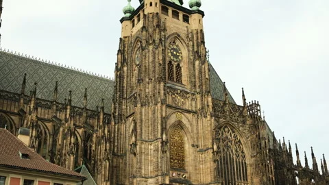 Elements Of The Facade Of Prague Castle Stock Footage 339018888