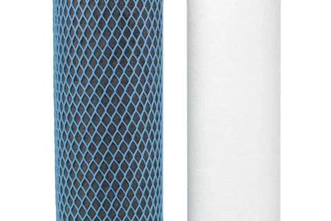 Elements of the filter for water purification, Thin water purification from h Stock Photos