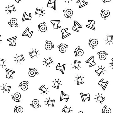 Elements Of Fire Alarm Seamless Pattern Vector Stock Illustration