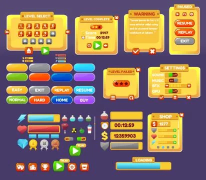 The elements of the game interface Illustrazione stock