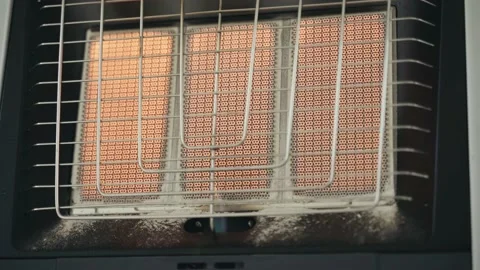 Elements of a gas heater heated from heating and a burning gas burner Stock-Footage 229232828