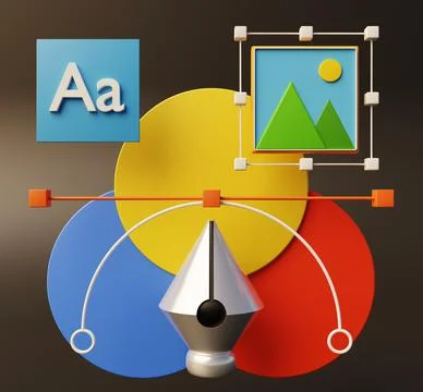 Elements of a graphic design and digital image editing software with some wor Stock Illustration