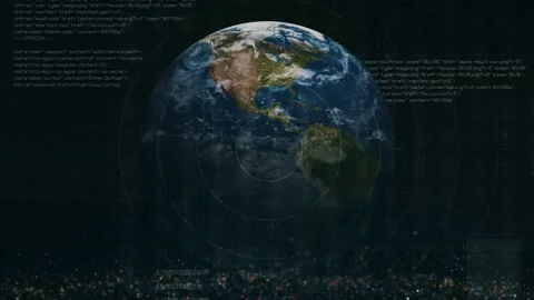 Elements, graphics, particles against the backdrop of space and planet Earth. 4K Видео 342814952
