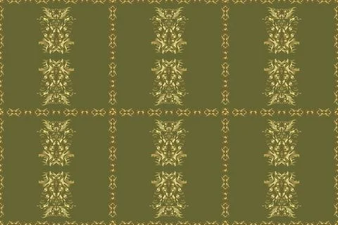 Elements with green, neutral and brown colors. Snowflakes with different ornamen Stock Illustration