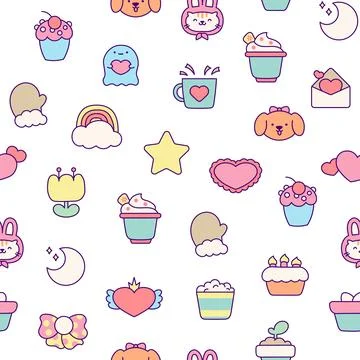 Elements happy lifestyle. Seamless pattern. Illustrazione stock