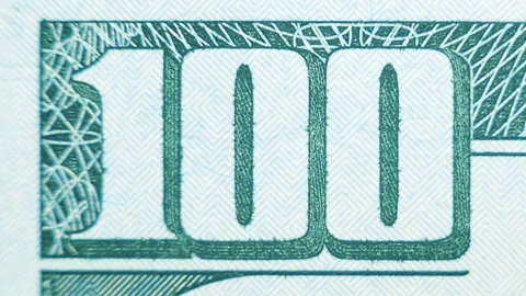 Elements of a hundred dollars us dollar bill close-up. Stock Footage 102695483