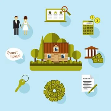 Elements of info-graphic showing process getting loan Stock Illustration