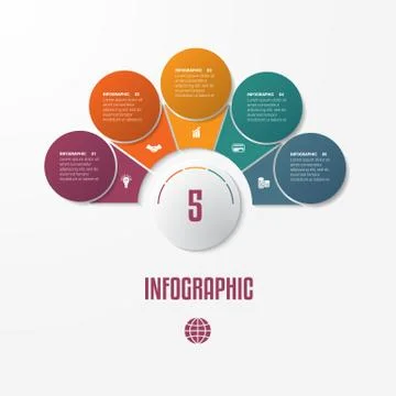 Elements Infographics Conceptual Cyclic Processes for 5 Positions Stock Illustration