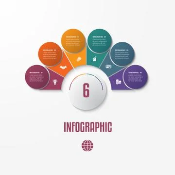 Elements Infographics Conceptual Cyclic Processes for 6 Positions Stock Illustration