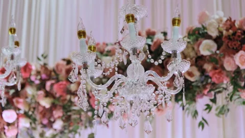 Elements of large hall for celebrations. Interior of a wedding hall wedding Stock Footage 242610062