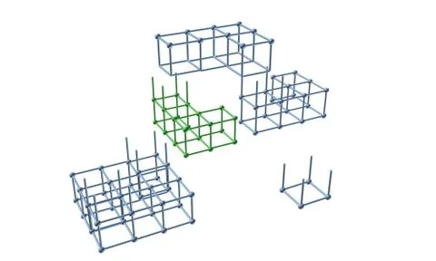 The elements of the lattice of the atom 3D Ilustración de archivo