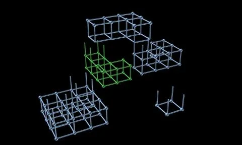 The elements of the lattice of the atom 3D Ilustración de archivo