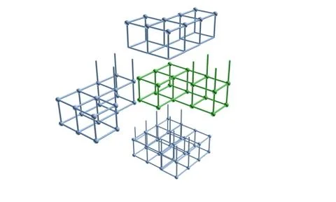 The elements of the lattice of the atom 3D Ilustración de archivo