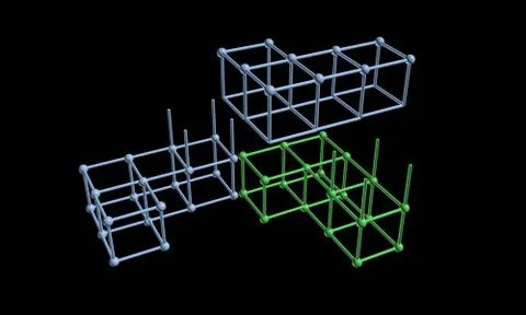 The elements of the lattice of the atom 3D Ilustración de archivo