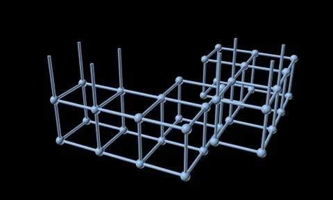 The elements of the lattice of the atom 3D Ilustración de archivo