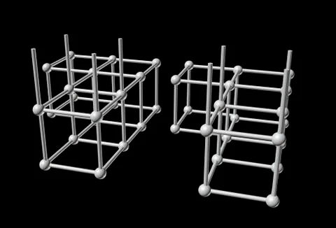 The elements of the lattice of the atom 3D Ilustración de archivo