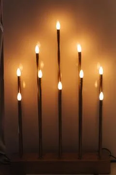 Elements of light. Electronic candle light bulb. 写真素材